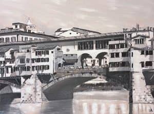 Arbeit 305 Ponte vecchio in weiss schwarz canva