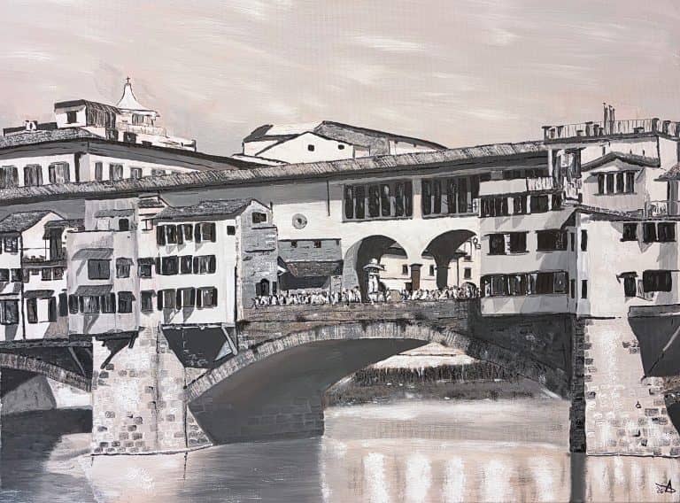 Arbeit 305 Ponte vecchio in weiss schwarz canva