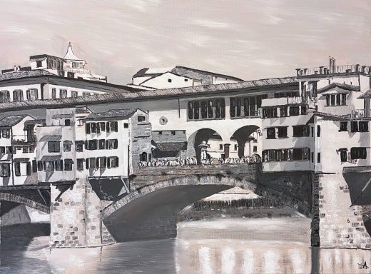 Arbeit-305 - Ponte vecchio in weiß schwarz - canva